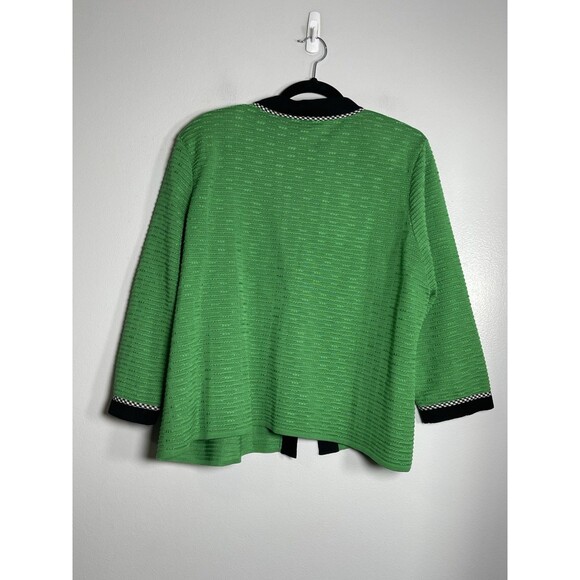 MING WANG Jacket Cardigan Size Petite XL Green Knit Clasp Closure Work Career - Picture 3 of 6